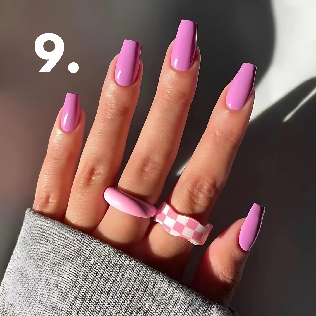 Solid Colour Long Ballet - Assorted Colours, 24 Piece Nail Set