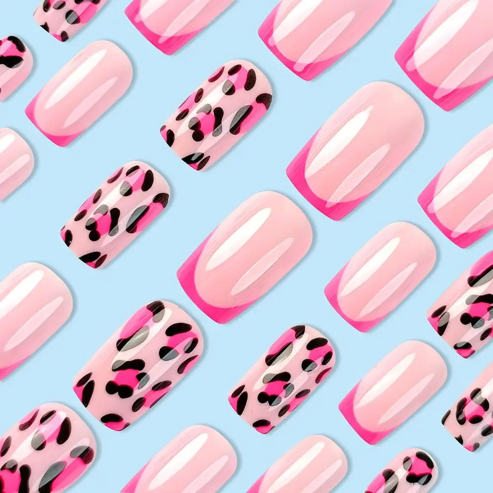 Pink Leopard Print Nail 24 Piece Nails