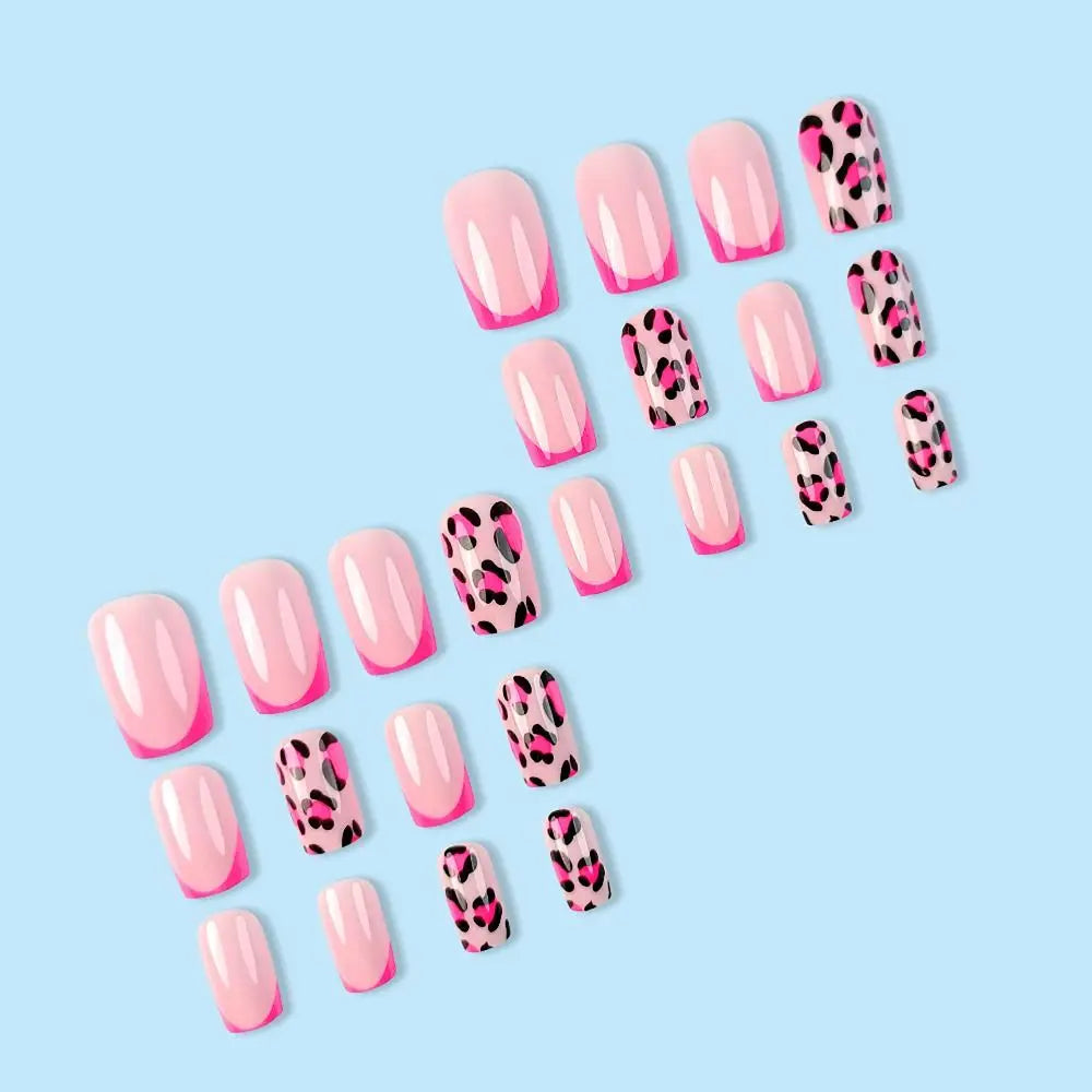 Pink Leopard Print Nail 24 Piece Nails