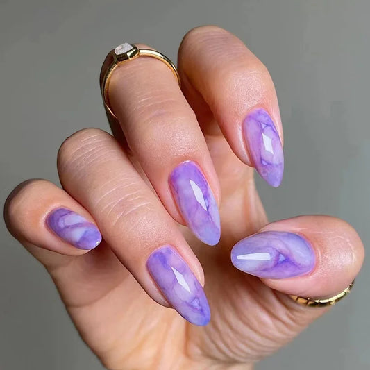 Purple Luxe Marble 24 Piece Nails