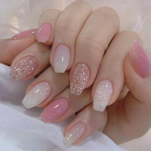 Pink Sparkle Glam 24 Piece Nails