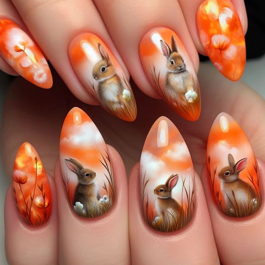 Orange Easter 24 Piece Nails
