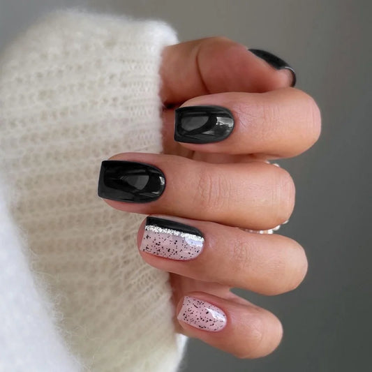Black Sparkle Glam 24 Piece Nails