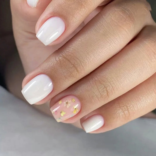 White Light Sunflowers 24 Piece Nails