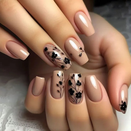 Nude Black Elegance 24 Piece Nails