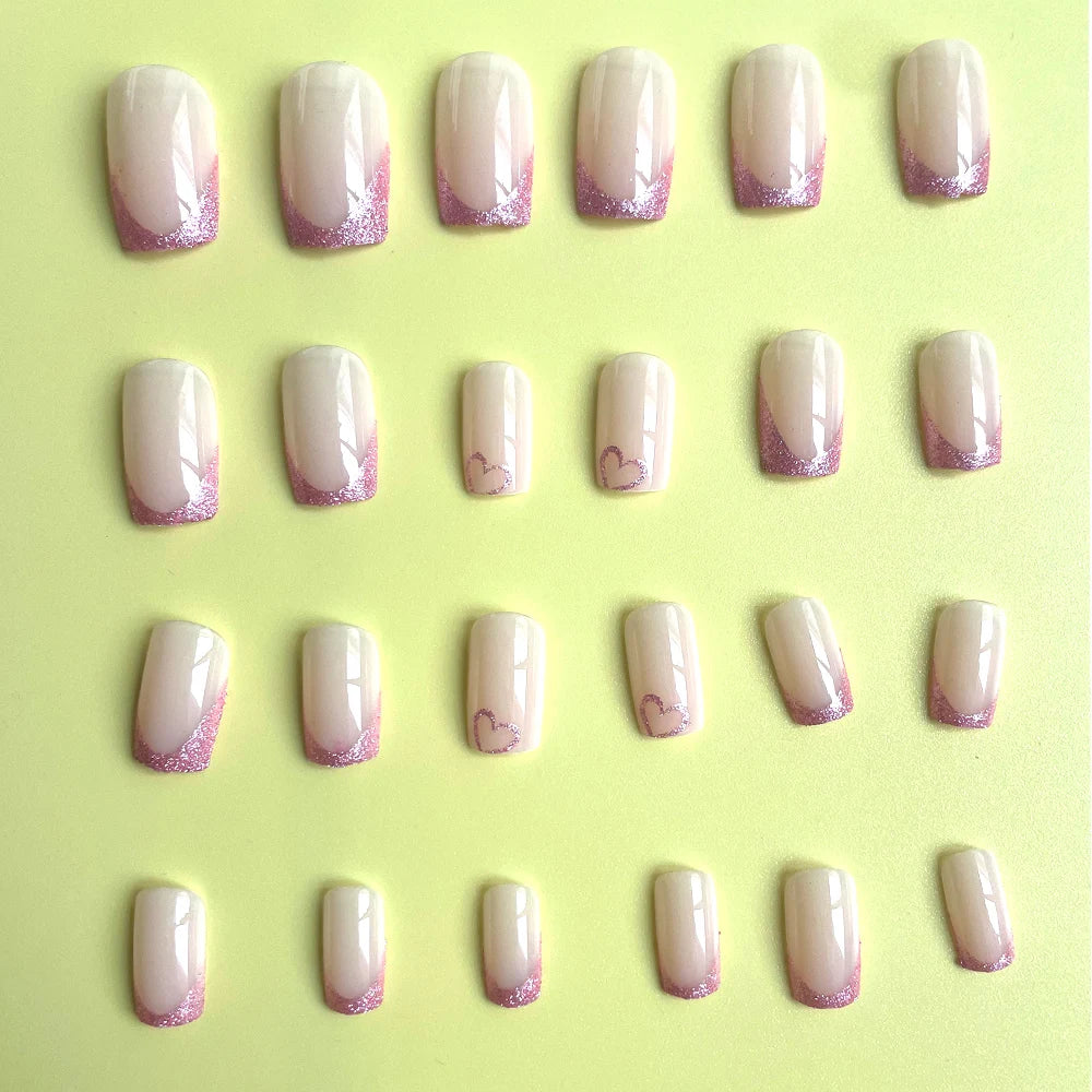 Pink Sparkle Tip 24 Piece Nails