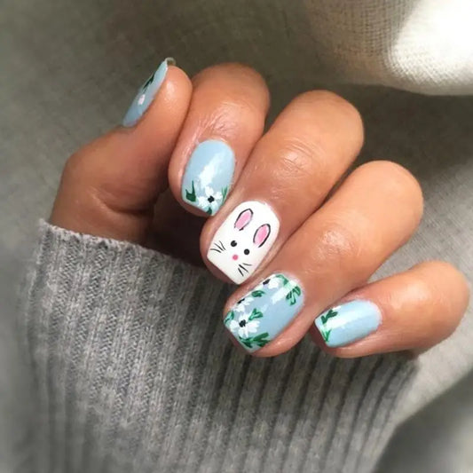 Soft Blue Easter 24 Piece Nails