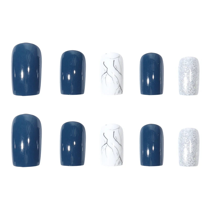 Ink Marble 24 Piece Nails