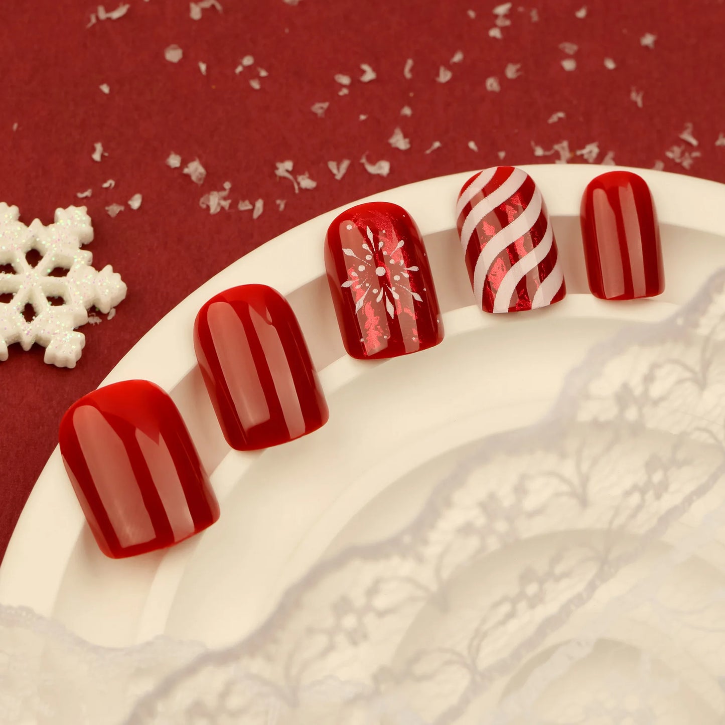 Red 24 Piece Nails