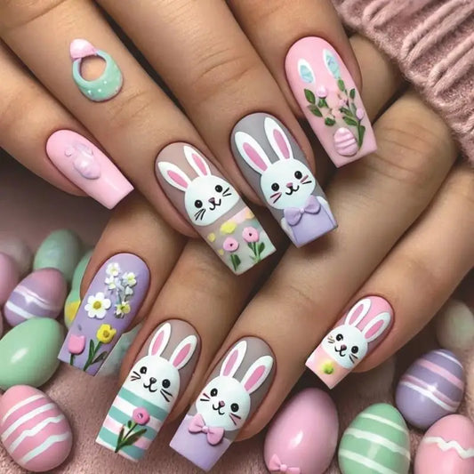 Easter Egg Bunny 24 Piece Nails